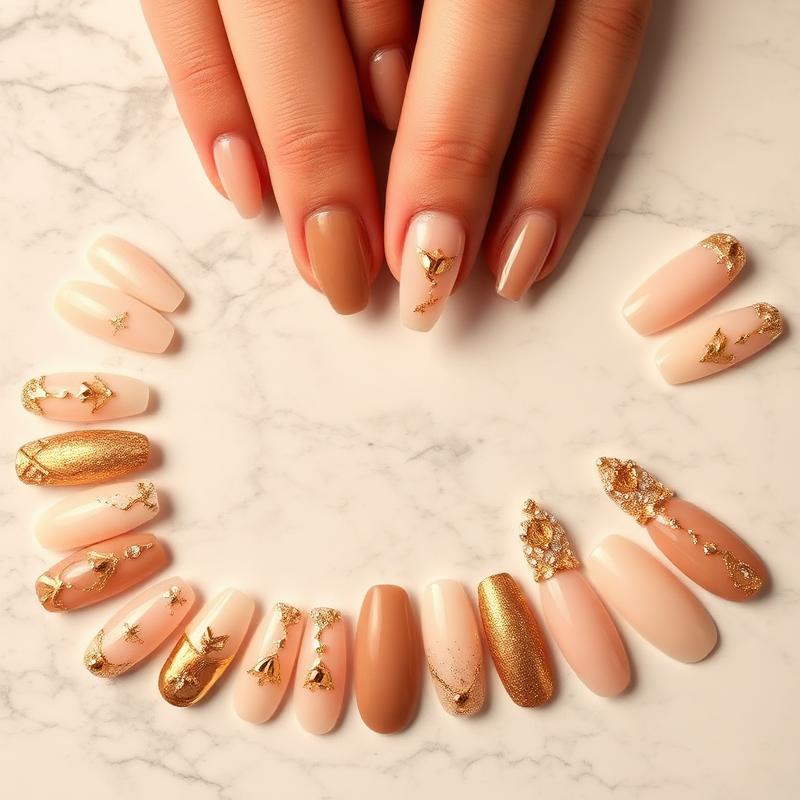 Goldene Nailart mit Press-on Nägeln